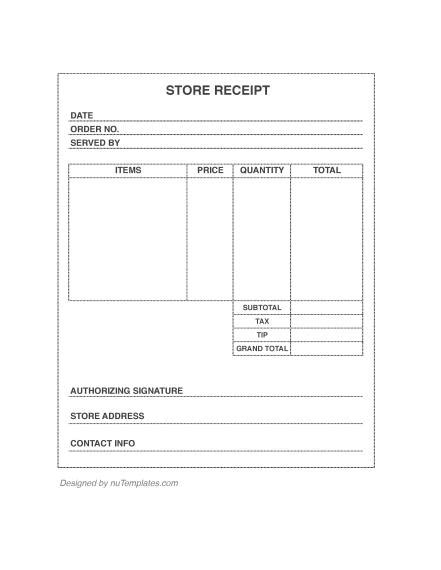 shoe store receipt template.